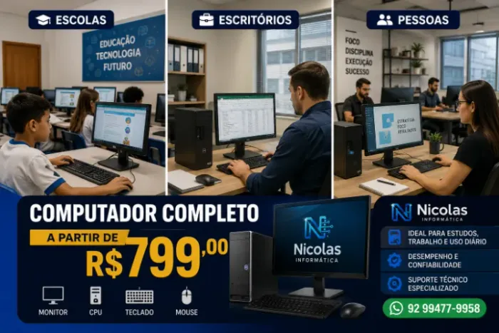 computador completo na promoção R$799 i3 com ssd