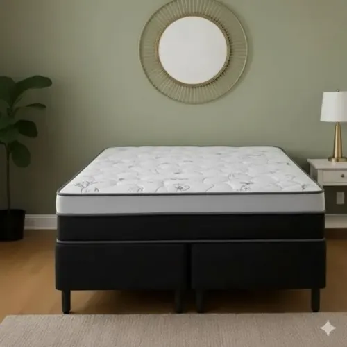 Conjunto base e colchão queen de molas ensacadas