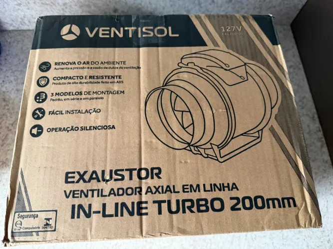 Exaustor Axial In Line Turbo EXL 200mm Branco 155w Ventisol