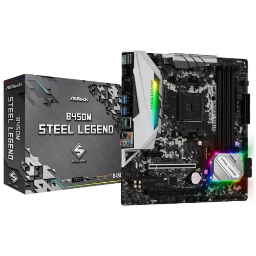 Placa Mãe AM4/USB 3.1/Type-C/Displayport, HDMI, ASRock, B450M Steel Legend