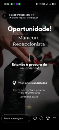 Vagas para recepcionista e manicure