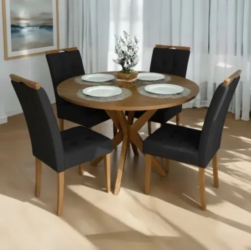 Conjunto de Jantar Lumina Redondo 4 Lugares