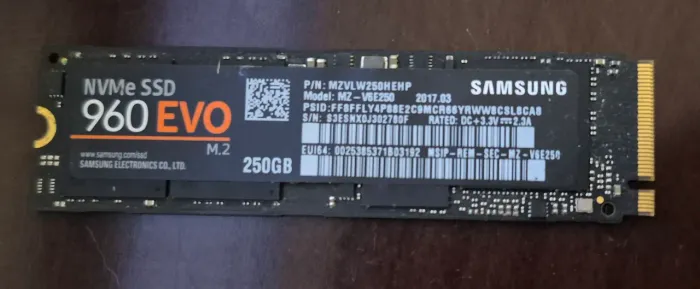 Nvme SSD Samsung 960EVO 256Gb