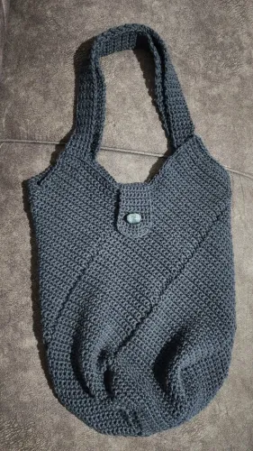 Bolsa Retângulo Diagonal de Crochê - cor Cinza Chumbo