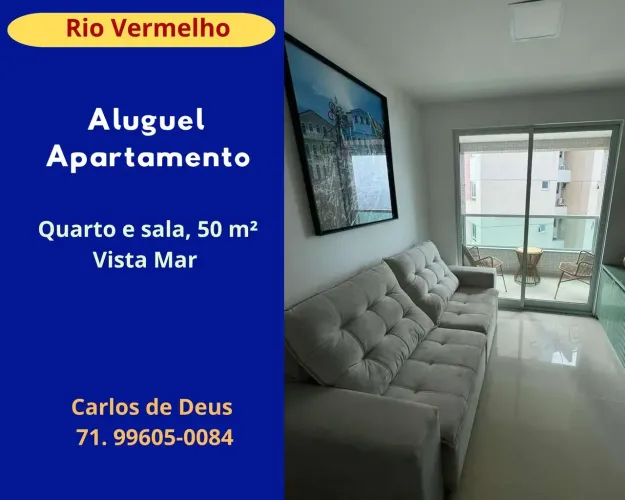Oportunidade: Apartamento para aluguel no Rio Vermelho, Quarto e sala , Vista Mar