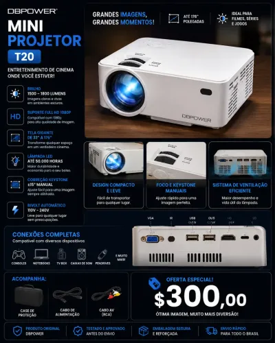 Mini projetor T20 DBPOWER