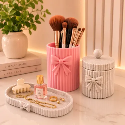 Kit Organizador 3 Peças | Porta Pincéis | Porta Objetos | Bandeja Decorativa | Organizador