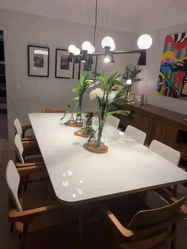 Conjunto Sala Jantar Lider Interiores + Lustre Golden Art