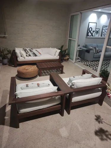 jogo sofá de varanda com mesa de centro