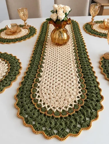 Mesa posta em crochê