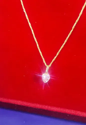 Pingente Coração Rosa Ouro 18 Kilates Pedras Zircônia 5 mm
