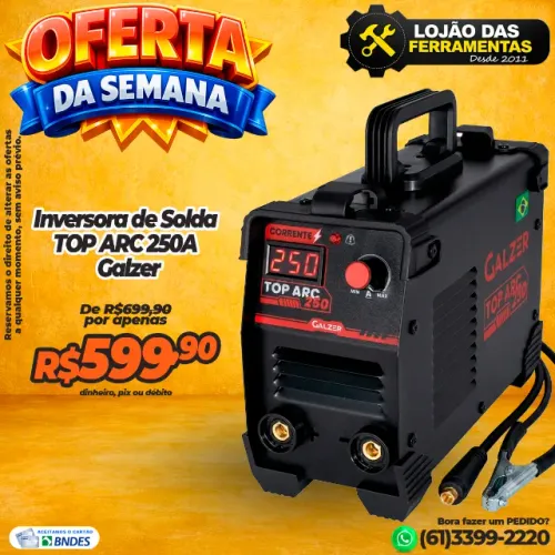 Inversora de Solda TOP ARC 250A Galzer