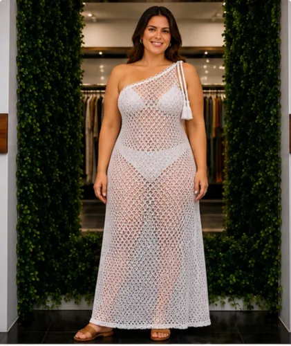 Vestido Longo ombro Único Branco Farm