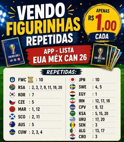 Figurinhas avulsas da copa 2026