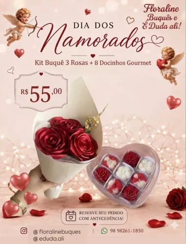Dia dos namorados -Kit buquê + docinhos gourmet 