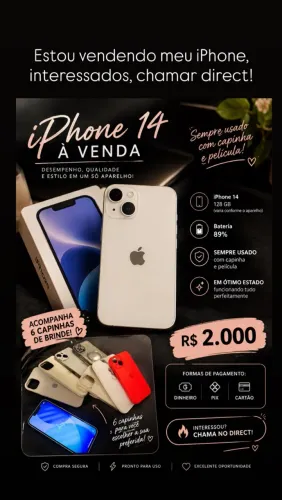 Vendo meu IPhone 14 128GB