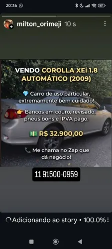 Toyota Corolla XEI 1.8/1.8 Flex 16V Aut. 2009