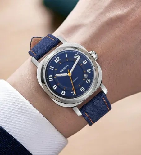 Relógio BERNY - AM133V -38mm - Azul - Masc - Automatico- Novo