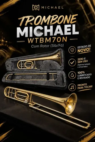 Trombone Michael WTBM70N Com Rotor (Sib/Fá) - Estado de Novo<br>