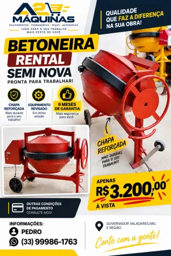 Betoneira Menegotti Rental 400l semi nova com garantia 