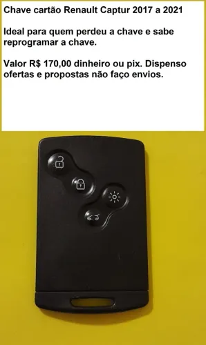 Chave cartão Renault Captur 2017 a 2021