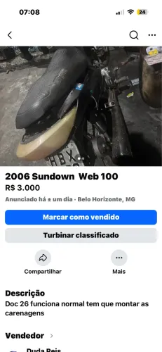 Vendo moto sundown Web 