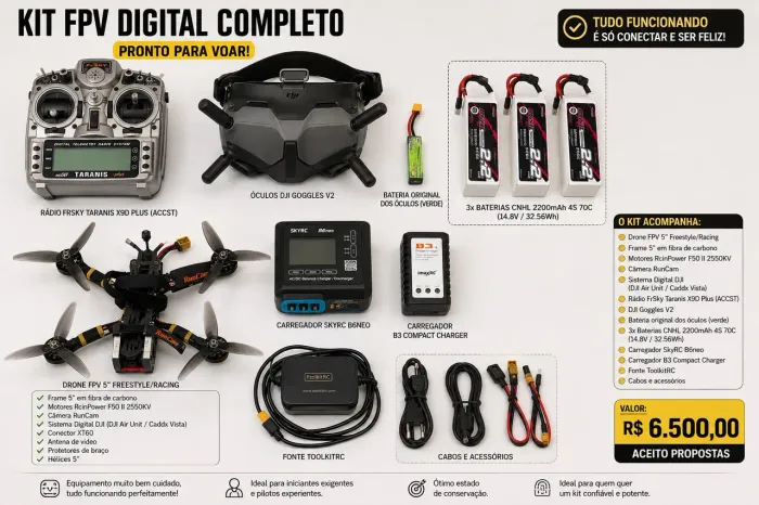 Kit FPV Digital DJI Completo - Pronto para Voar