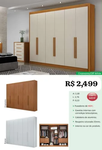 Guarda Roupa 100% MDF - Promoção