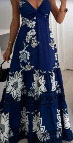 Vestido azul florescente