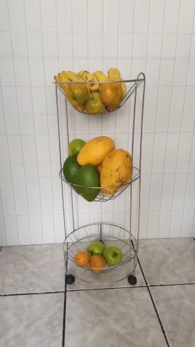 Fruteira de chão cromada