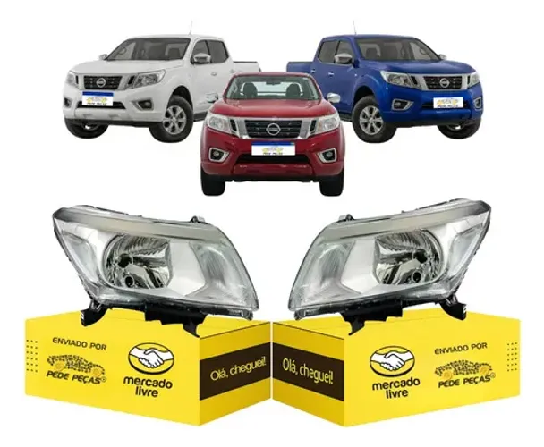 Par Farol Nissan Frontier 2018 2019 2020 2021 Cromado Ambos Lados