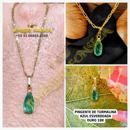 Pingente em Ouro 18k e Turmalina Azul
