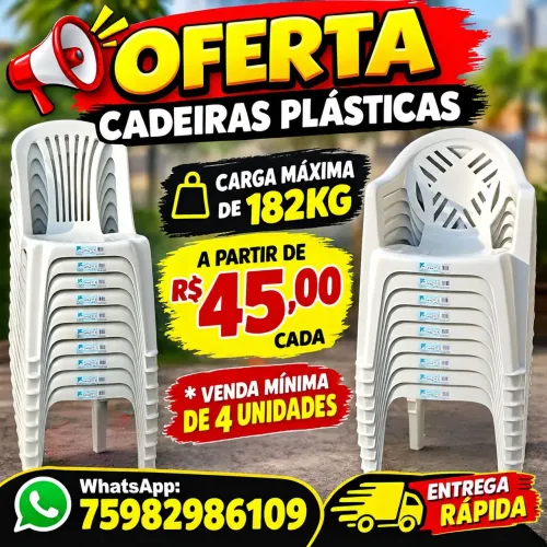 Cadeiras plásticas Sauípe e América - A partir de: