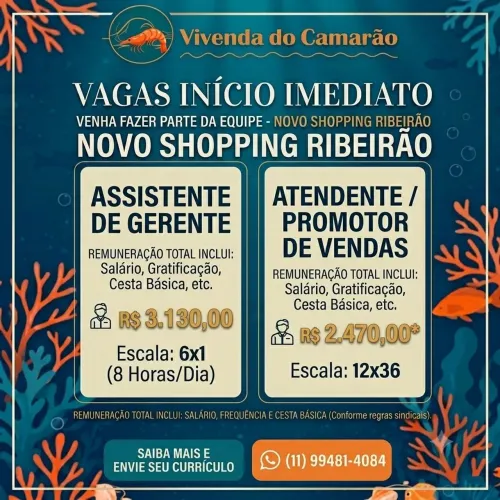 Vaga de emprego inicio imediato