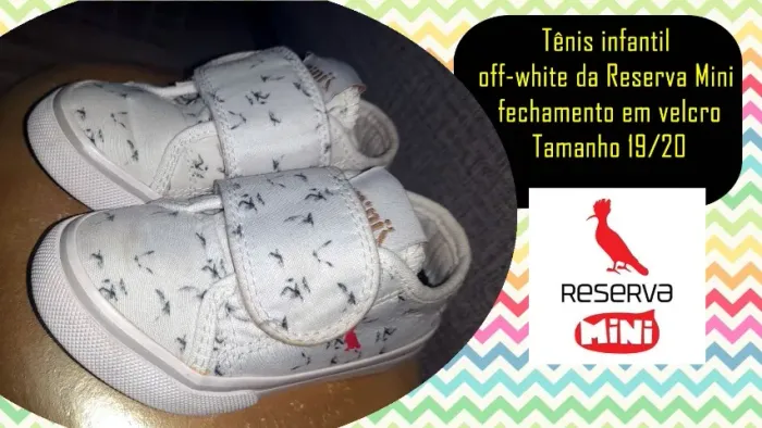 Tênis infantil off-white da Reserva Mini fechamento em velcro Tamanho 19/20
