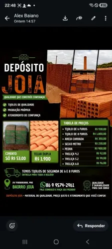 Tijolo,telha,cimento, areia....