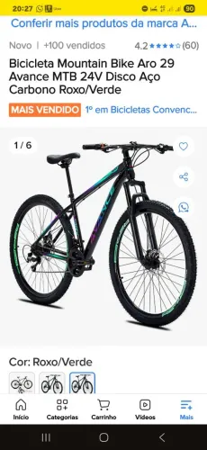 Bicicleta aro 29 ( $1.000,00 ) no cartão de 2 vez sem juros  total  1.000,000