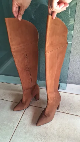 Bota over the knee marrom, número  34 