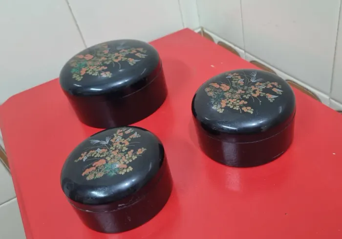 Antigo Jogo de Porta Joias Oriental Anos 90 - 3 Peças
