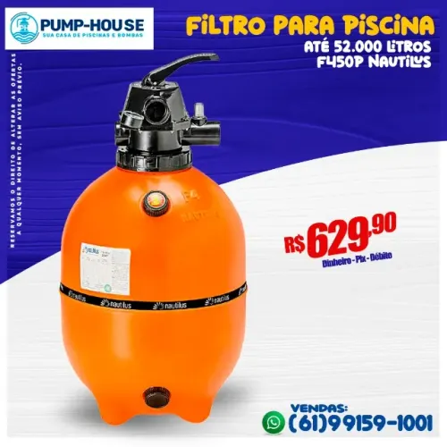 Filtro Para Piscina até 52.000 litros F450P Nautilus