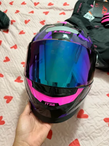 capacete ls2 ff358 tank roxo e rosa 58
