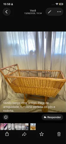 Berço antiguidade de vime