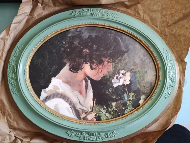 Quadro/moldura oval de madeira