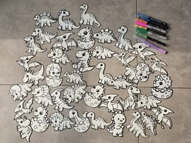 42 peças Dinossauros Fofos para Pintar