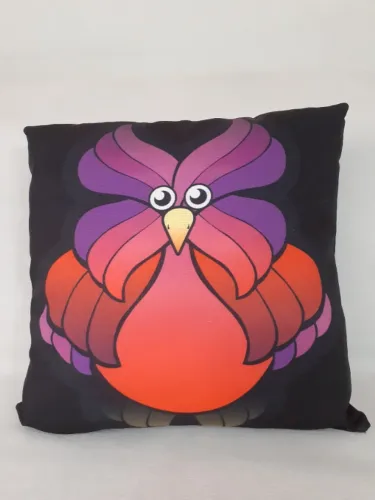 Almofadas Infantojuvenil Coruja/vermelha (34cm) - "arte Dole Muniz" 