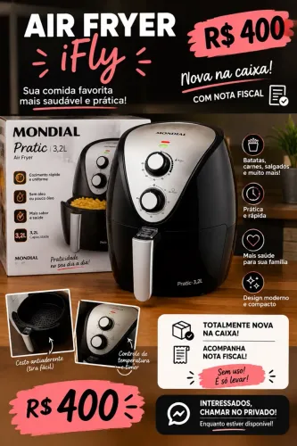 ? AIR FRYER NOVA NA CAIXA + NOTA FISCAL ( PREVO NEGOCIÁVEL)