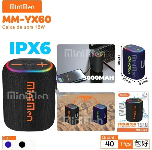 Caixa de som Portátil 15w MINIMEN