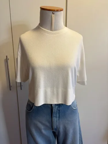Blusa cropped off white Animale