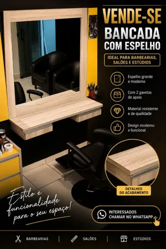 Vende bancada com espelho com duas gavetas pra barbearia salão Studio