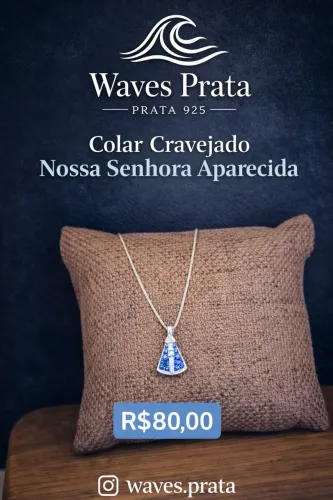 Colar Cravejado Nossa Senhora Aparecida | Prata 925